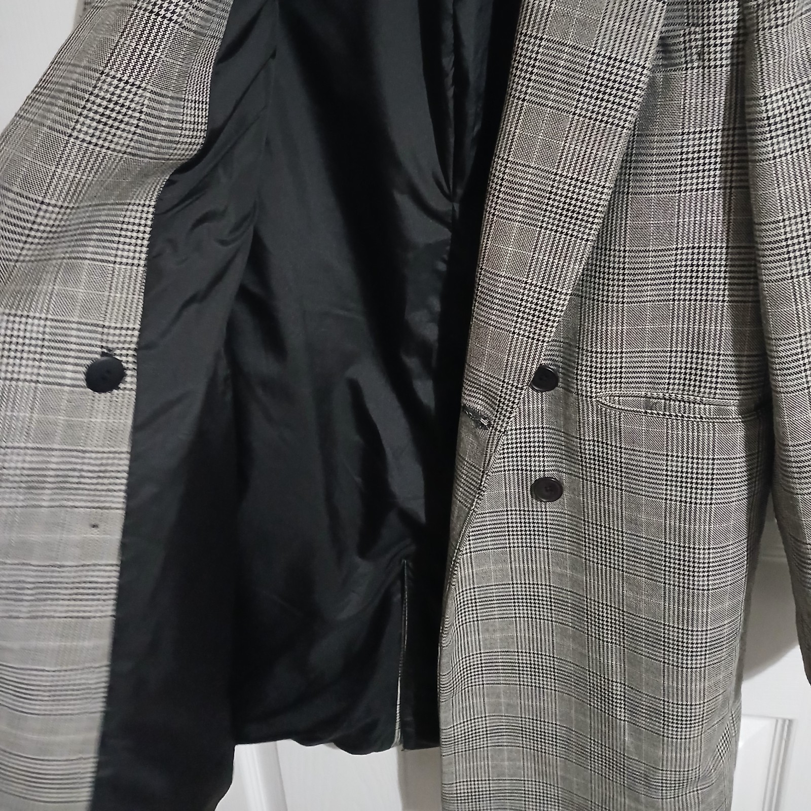 Zara Basic Women's Grey Check Double Breasted Lon… - image 14