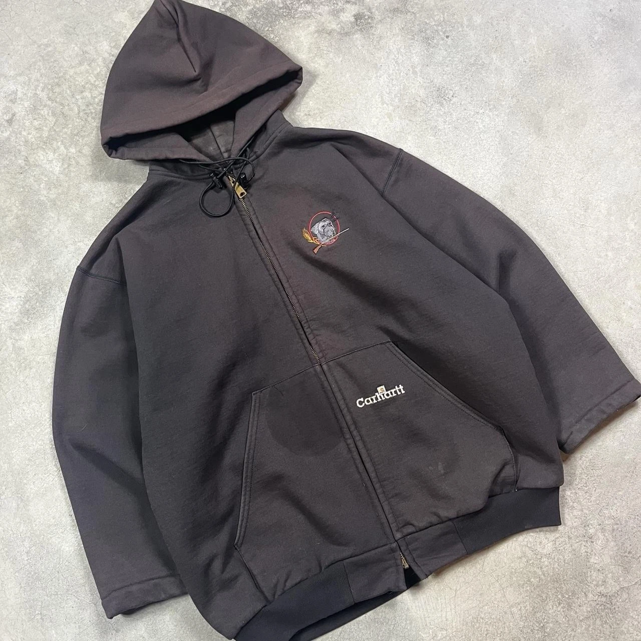 VTG Carhartt Jacket Men’s L Thermal Lined Full Zip Hoodie Sweatshirt K129