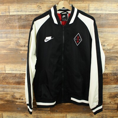 Nike AR1615-010 NSW Mens Bomber Jacket size L black white pull zip