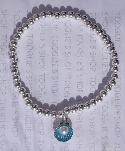 HANDMADE SILVER PLATED STACKING BEAD STRETCH BRACELET SHELL PEARL CHARM (060) - Picture 12 of 16