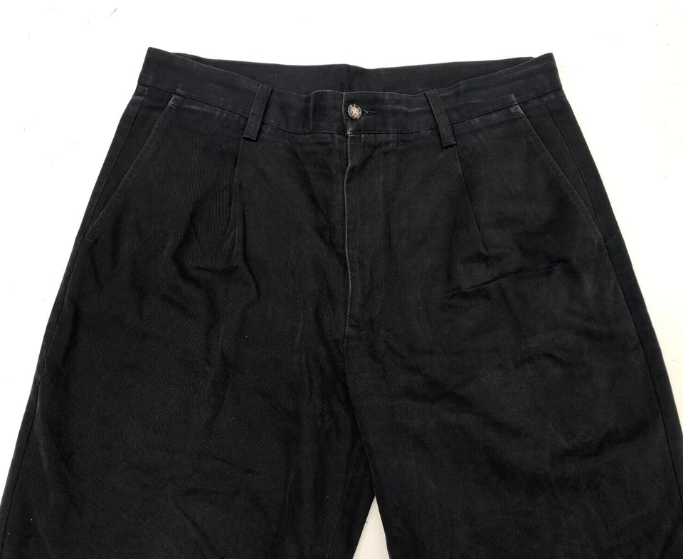 Logan первоклассный роскошь итальянской ткани черный саржи плиссированные брюки размер W34 L32 - Изображение 4 из 4