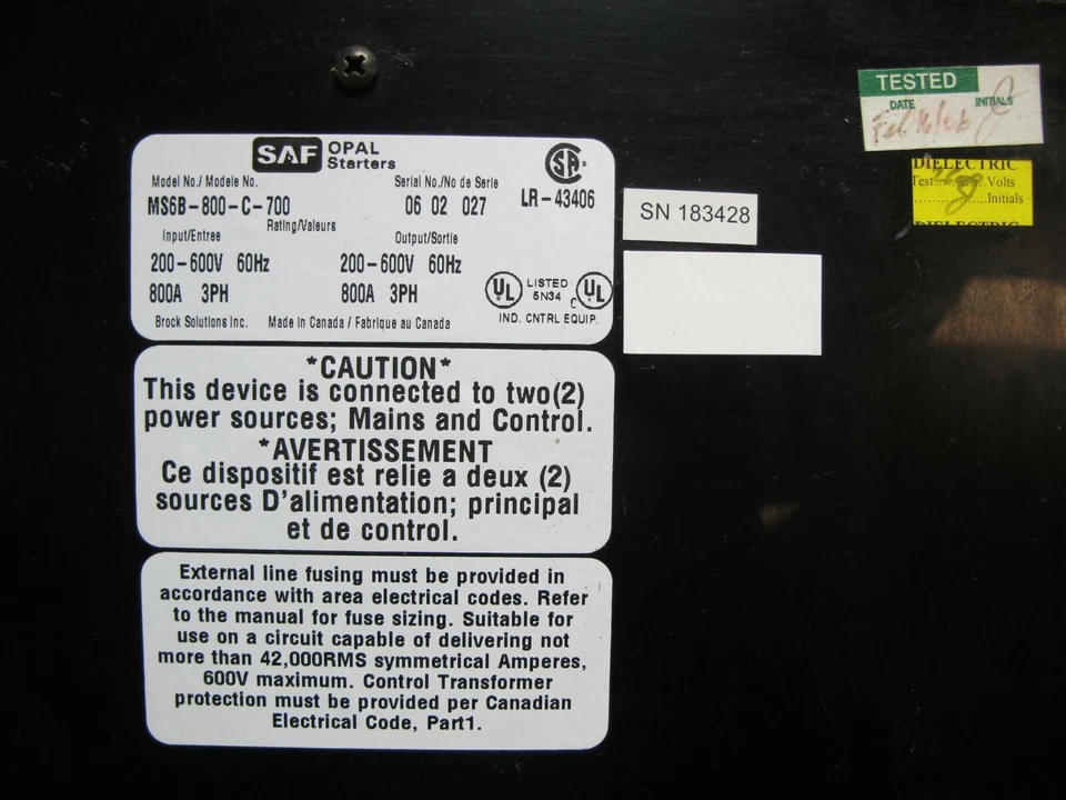 SAF Opal Pro MS6B-800-C-700 800 HP arranque macio 600V 3PH 800 amp partida do motor - Imagem 3 de 4