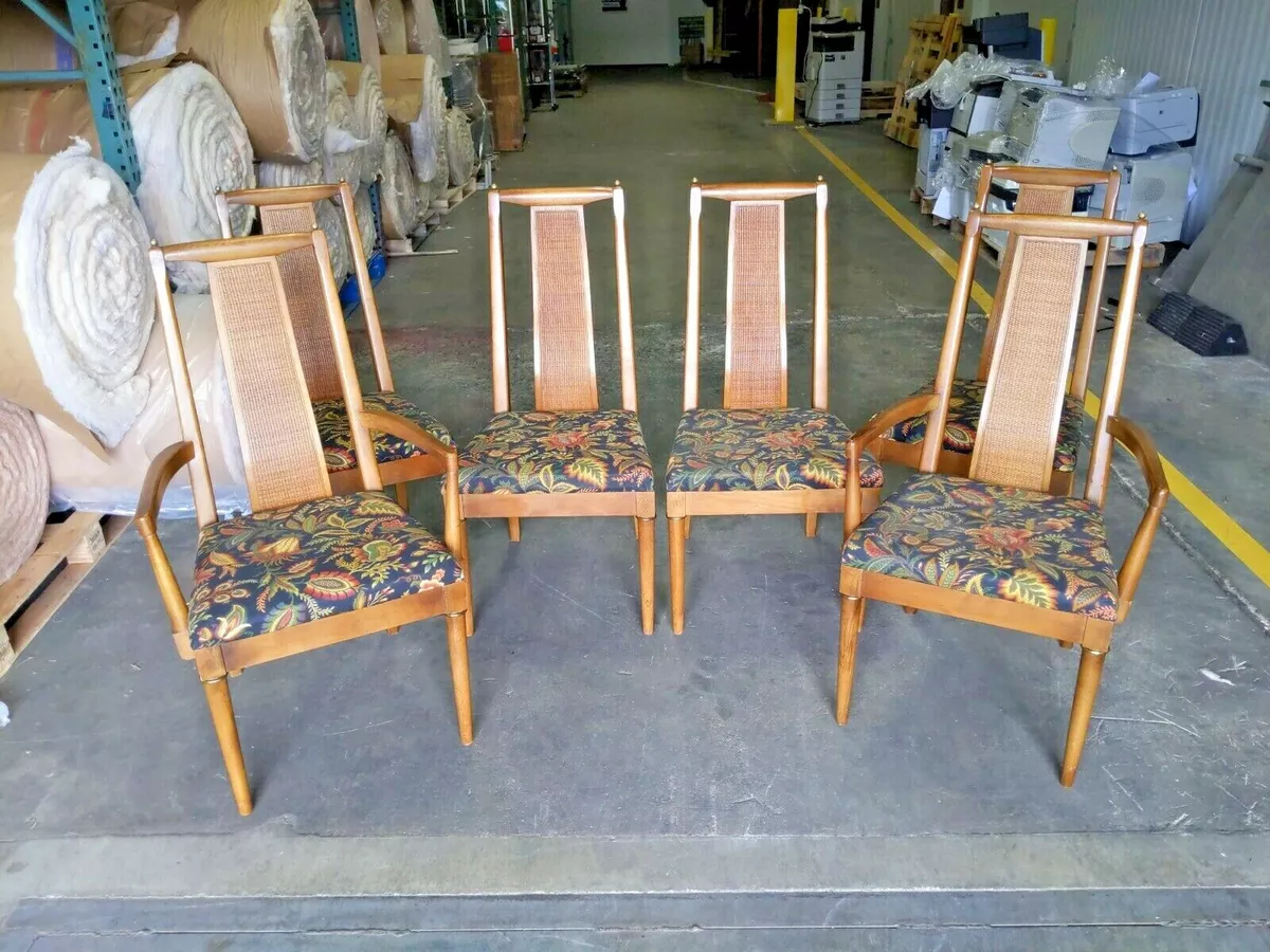 Mid Century American of Martinsville Walnut High Cane Back Dining
