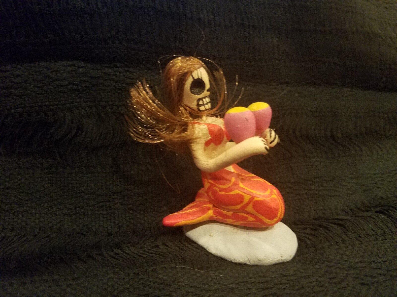 Clay Day of the Dead Maraca Player, Maracas, Shakers Mermaid, Mexican