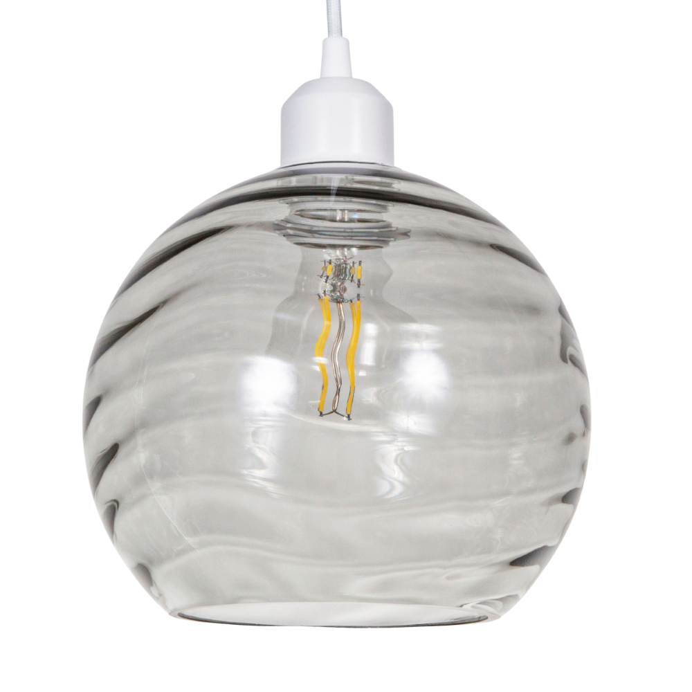 Modern Designer Smoked Circular Ribbed Glass Non Electric Pendant Lamp Shade ...