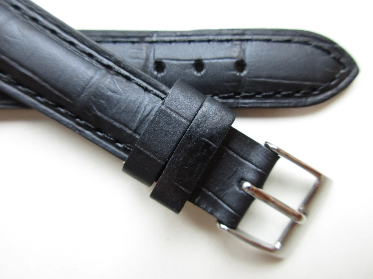 Charcoal Gray Grey alligator print 16 MM leather watch band strap