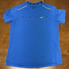 Nike Shirt Mens Large Blue Dri Fit Miler Running Short Sleeve Lightweight Miler