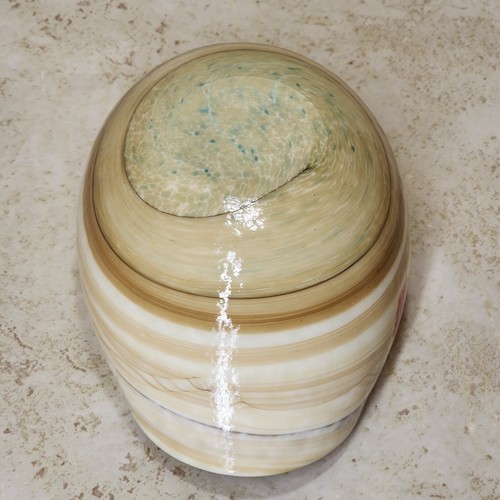MURANO GLASS VETRO ARTISTICO ABALONE IVORY/ORANGE SPIRAL FOLDED BOWL 7" x 3.5" - Picture 11 of 15