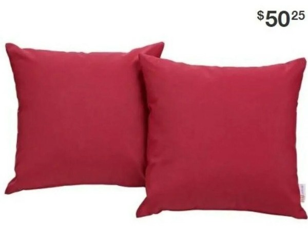 Nuevo En Caja, Juego de 2 Almohadas Modway Convene Patio Cuadradas Exterior Juego en Rojo