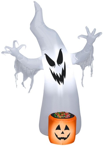 5.5 Ft Tall Airblown Ghost And Candy Bowl Light Up Halloween Inflate Outdoor