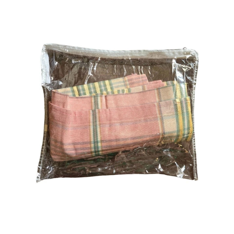 Mesa cuadrada vintage años 80 Bay Linens 36" rosa/verde patrón a cuadros rayas Foto 4 de 4