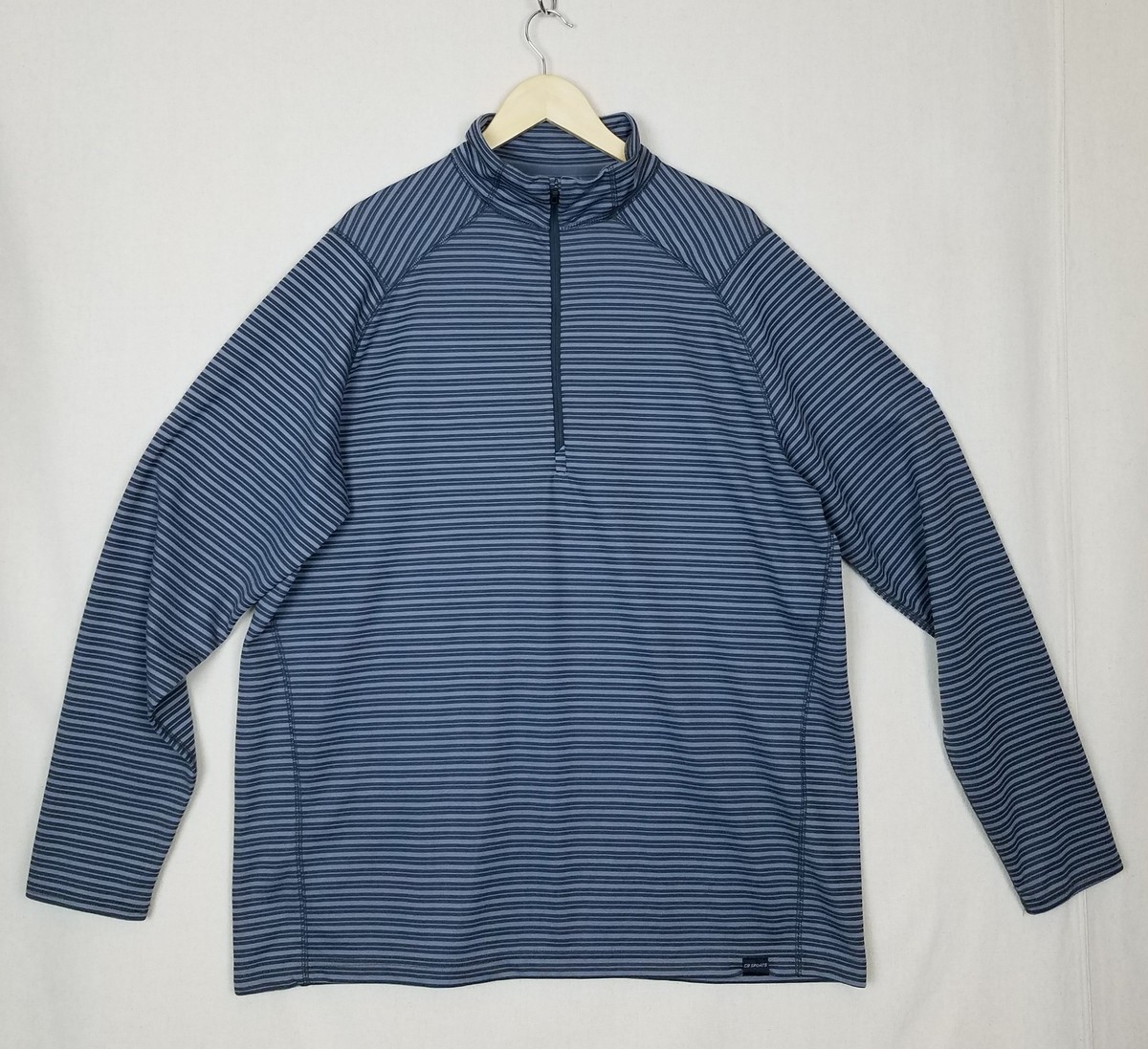 CB SPORTS Mens Gray Striped Poly Long Sleeve Pullover 1/4-Zip