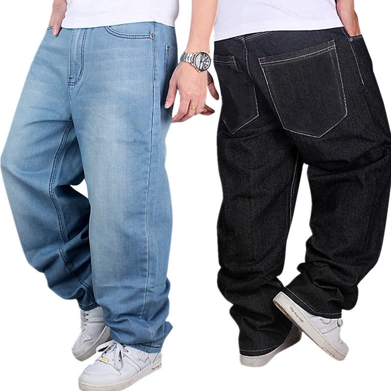 Mens Hip-Hop Rap Skateboard Jeans Loose Baggy Denim Pants Streetwear  Trousers | eBay