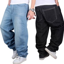 Pantalones de mezclilla sueltos holgados de rap de hip-hop para hombre ropa de calle pantalones