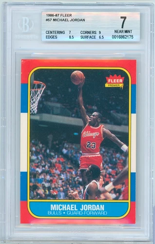 MICHAEL JORDAN 1986-87 Fleer Rc #57 BGS 7 Chicago Bulls Rookie Mint 9 Corners