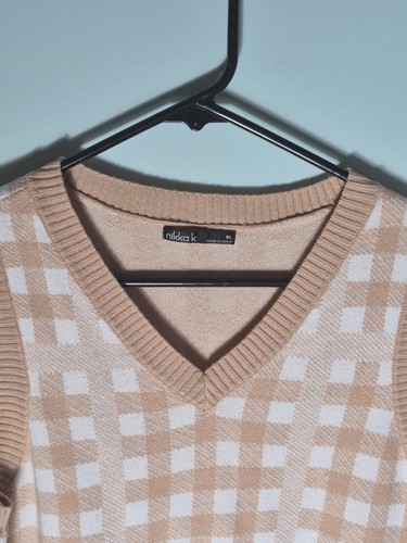 Womens Sweater Vest Size X Large Buffalo Check Cropped Academia Clueless Y2K - Picture 2 of 10