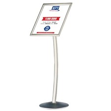 Pedestal Curved Sign Holder Restaurant Menu Board Floor Standing 18x24" Silver