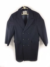 Fox Knapp Wool Trench Coat Jacket Mens 42 Navy Blue Made In USA VTG