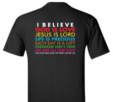 "I Believe" T-Shirt christian faith bible believer in Jesus Christ Lord God sign