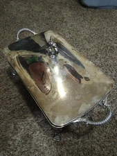 EPCA Bristol Silver by Poole 115 Serving Dish with Lions Legs Pyrex Pan & Sterno