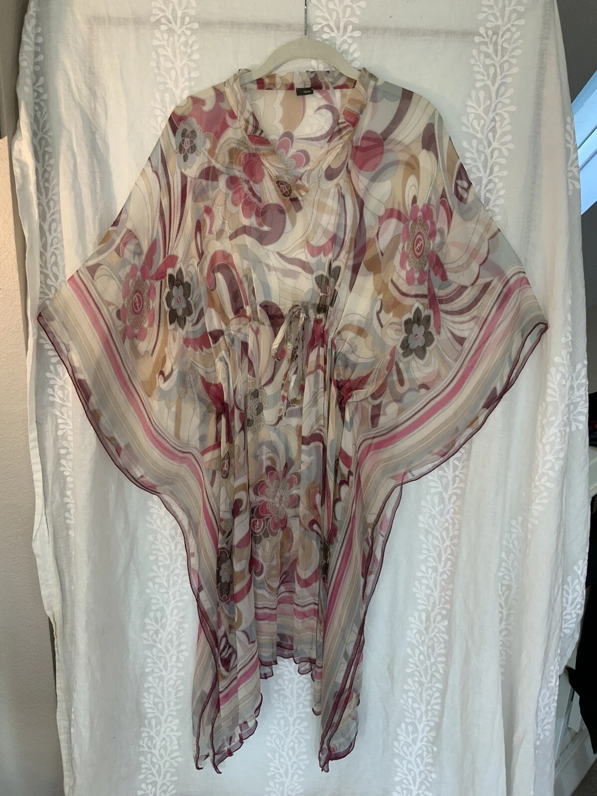 Autentico abito in caftano Fendi trasparente