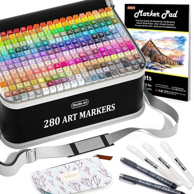 Vibrant 280 Color Alcohol-Based Markers with Dual Tips & Easy Blending Features