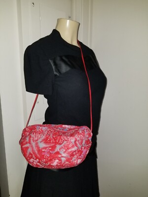 Vintage  Carlos Falchi  hand painted floral stencil  crossbody  bag