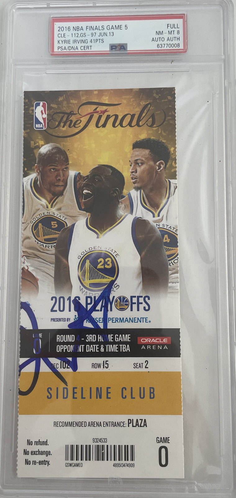 Kyrie Irving Autographed Signed Cleveland Cavaliers 2016 NBA Finals Game 5 Full Ticket Stub PSA/DNA 