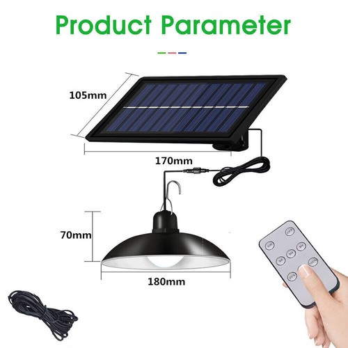 Solar Power LED Pendant Light Single Head Outdoor Garden Yard Shed Lamp - Picture 11 of 13