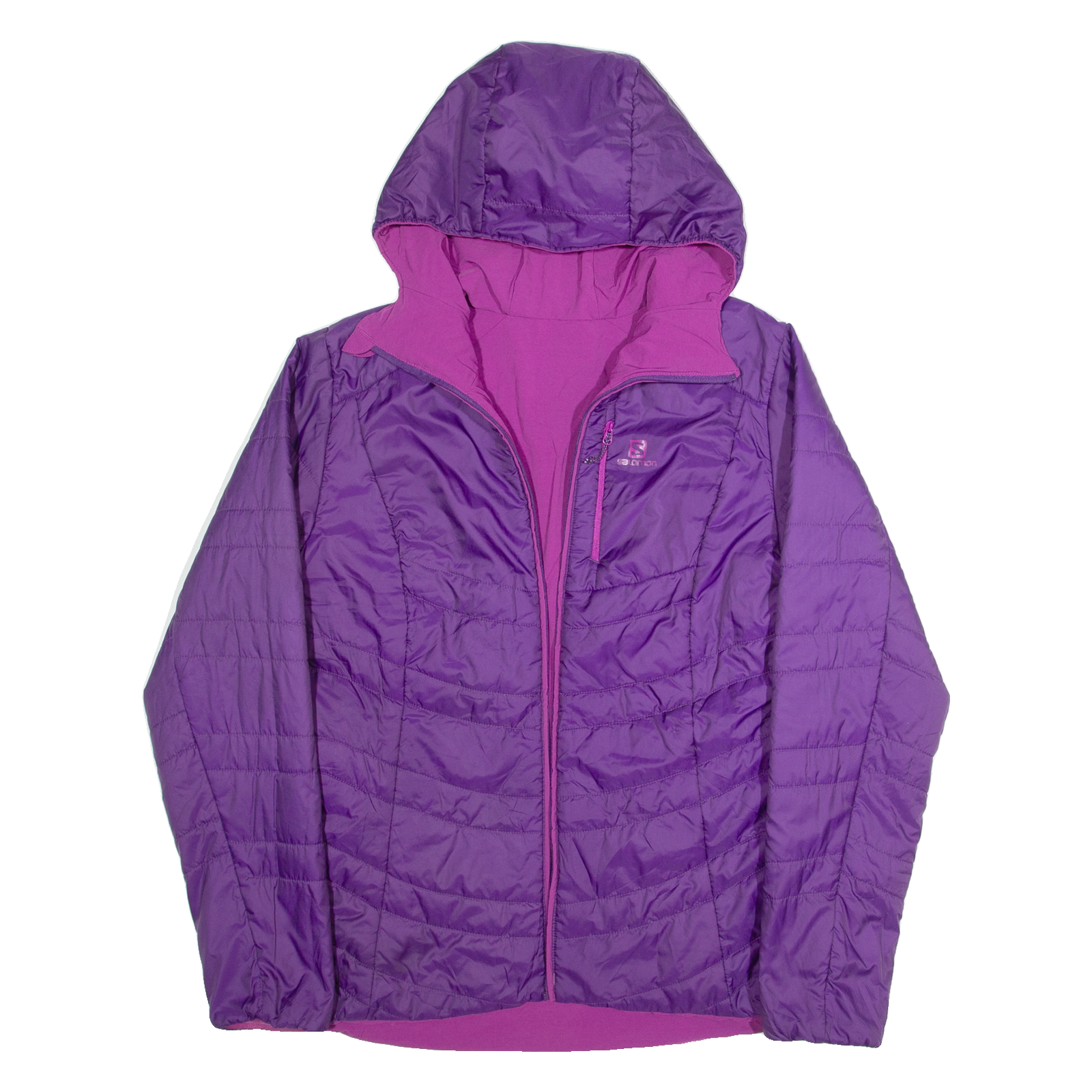 SALOMON Giubbotto donna reversibile imbottito viola con cappuccio S