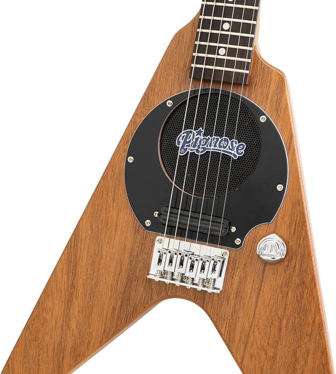 Pignose PGG-200V STBR Stained Brown Flying V Mini Guitar Built-in