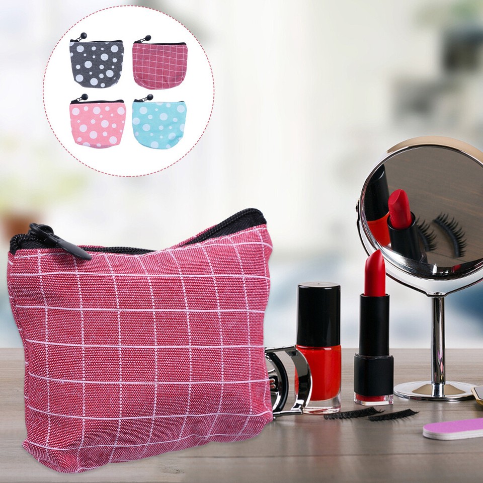 4er Set Kleine Transparente Make-up Taschen - Mini-Reißverschluss-Täschchen 13x12 Cm