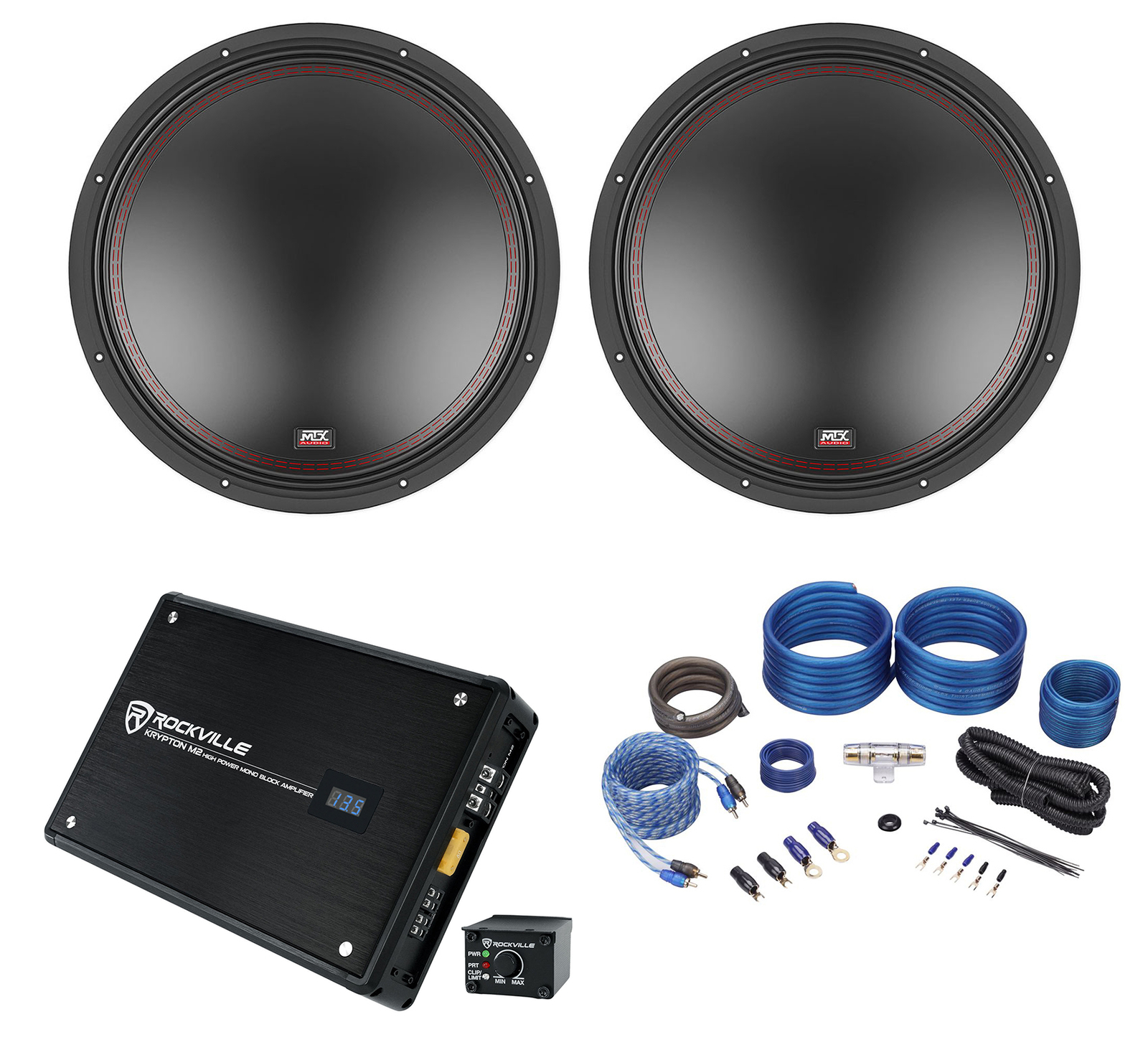 2 MTX 5515-44 15 1600 Вт DVC 4-омных автомобильных аудиосистемных сабвуферов моноусилитель Комплект усилителей 72790₽