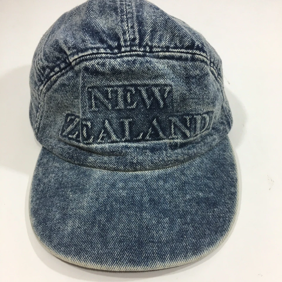 90's ACID WASH Blue Jean STRAPBACK Hat NEW ZELAND Denim STREETWEAR Baseball Cap - Image 2 of 4