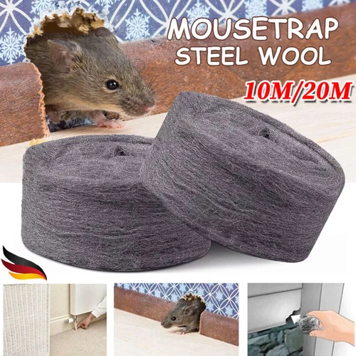 20m Stahlwolle Mäuse-Nagetier Kontrolllücken Blocker Reinigen Polierwolle Grad - Bild 1 von 12