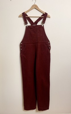BRORA Cherry Red Needle Cord Overalls Dungarees Size UK 10 