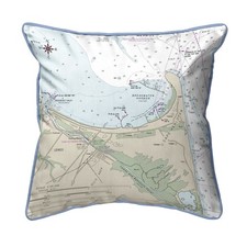 Betsy Drake Lewes, DE Nautical Map Large Corded Indoor Outdoor Pillow 18x18