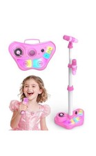 Kids Wireless Karaoke Machine with Two Microphones, Pink, Age 3