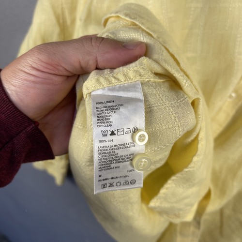 Tommy Bahama Linen Shirt Mens 2XL Yellow Long Sleeve Textured Beach Classic - Picture 7 of 12