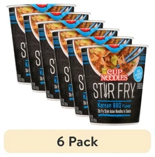 6 Pack Nissin Cup Noodles Stir Fry Ramen, Korean BBQ Flavor 2.89oz