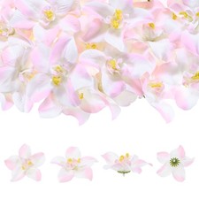 Artificial Flower Heads 3 Inch, White Pink 50 PCS - Orchid Silk Flowers