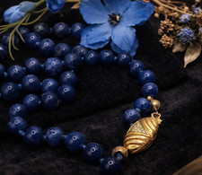 💙 Collana Vintage in Lapislazzuli con Chiusura in Argento Dorato e Zirconi