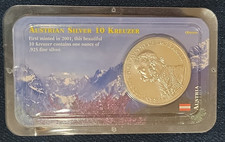 2001 Franz Joseph Austrian 10 Kreuzer 1oz .925 Sterling Silver Littleton Showpak