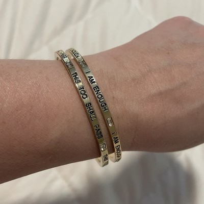 Premier Designs  Rest Assured  Engraved Bangles Inspirational Gold Tone