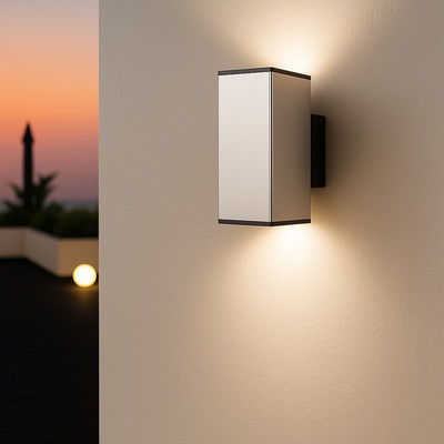 MeLiTec LED-Wandleuchte, Außenlampe eckig, 146, Edelstahl matt VERSION 2023