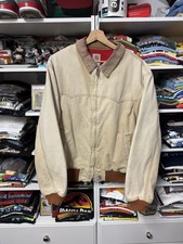 Carhartt Santa Fe Canvas Jacket Men XL Work Coat Canvas Tan Red Lining USA Made