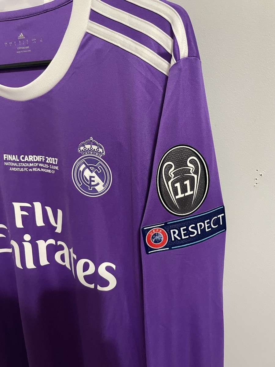 レアル・マドリード 2017 FIFAクラブワールドカップ シャツ 紫サイズL Real Madrid 2016-2017 UEFA Long Sleeve Purple Jersey Shirt