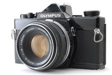 Exc 5 Olympus OM-1 35mm SLR Film Camera Black w/ 50mm F1.8 Lens From JAPAN
