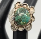 Navajo Old Vintage Awesome Turquoise Sterling Silver Ring Size 4.5