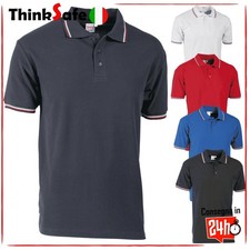 Polo Uomo Manica Corta in Cotone Flag Italia